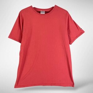 Champion Red Cotton Crewneck Short Sleeve T Shirt Men's Medium C Logo